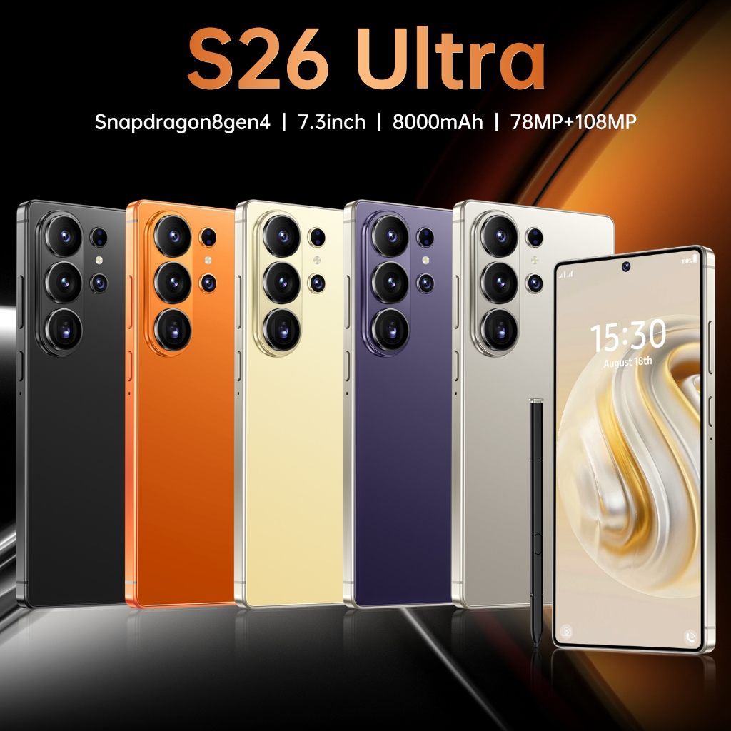 S666 S26 Ultra ปากกาในตัว 4G/5G สมาร์ทโฟน 6.7 นิ้วหน้าจอ 8GB + 256GB กล้อง 78 ล้าน + 10 ล้านแบตเตอรี