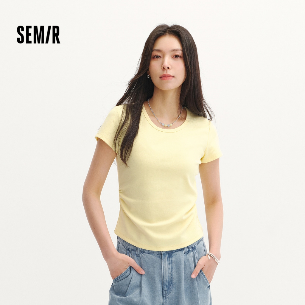 Semir 2026 สไตล์ฤดูร้อน แขนสั้นSlim Fit ตัดเย็บพิเศษดีไซน์ U-neck กับรายละเอียดรูเชดบนเสื้อยืด — صورة 6