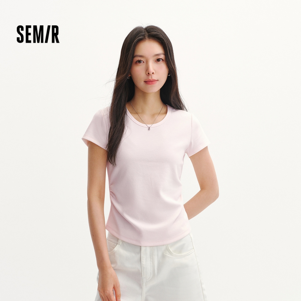 Semir 2026 สไตล์ฤดูร้อน แขนสั้นSlim Fit ตัดเย็บพิเศษดีไซน์ U-neck กับรายละเอียดรูเชดบนเสื้อยืด — صورة 8