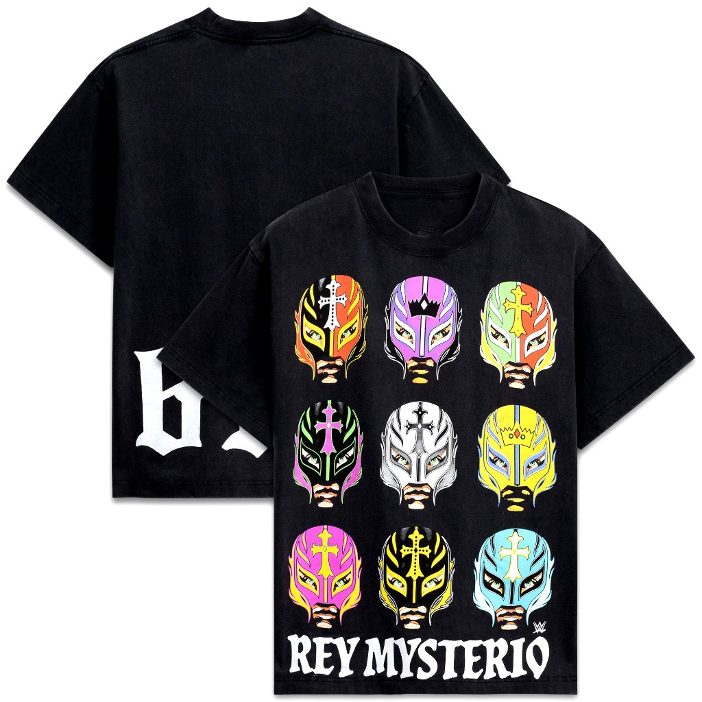 ใหม่ Wwe Mens Black Rey Mysterio Masks Graphic T-Shirt