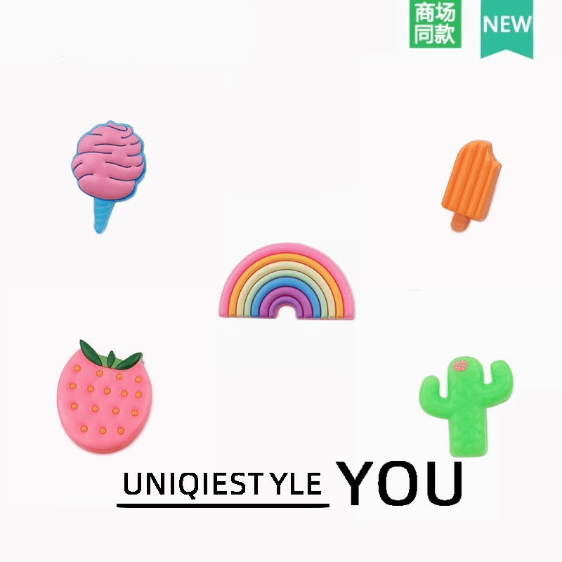 Zhibixingdong รองเท้ารองเท้าดอกไม้อุปกรณ์เสริมการ์ตูนสามมิติพลาสติก Bubble Rainbow Series หัวเข็มขัดรองเท้าเหมาะสําหรับ