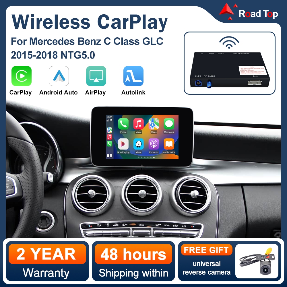 Wireless Carplay Android Auto ชุดติดตั้งเพิ่มเติมถอดรหัสสําหรับ Mercedes Benz C-Class GLC CLA GLA C1
