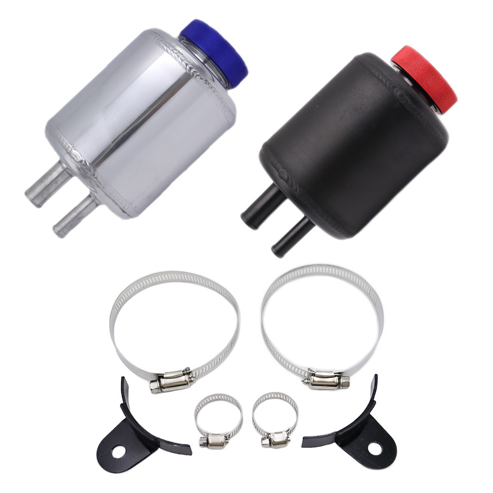 High-Performance Racing Power พวงมาลัยถังน้ํามันกระป๋องรถยนต์ universal Modification Fluid Reservoir Tank พร้อม Clamps