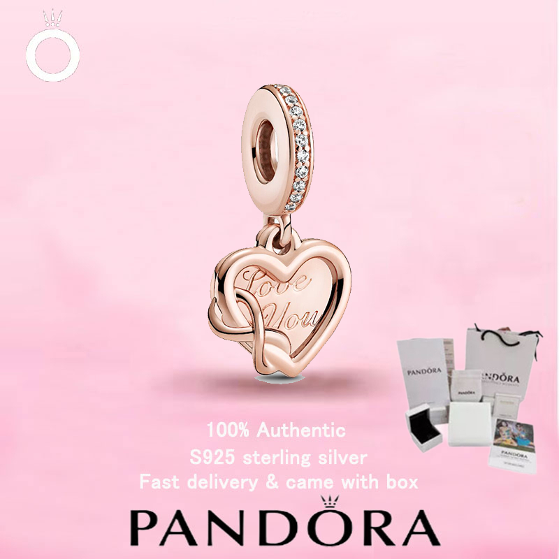 (247)New PANDORA Rose Gold Jewelry ของขวัญวันวาเลนไทน์ Top Choice สัญลักษณ์รูปหัวใจของเสน่ห์ความรักไร้ขอบเขต
