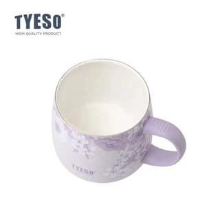TYESO Lavender Floral Insulated Tumbler สแตนเลสถ้วยสูญญากาศพร้อมฟาง 24H เย็น 12H ร้อน