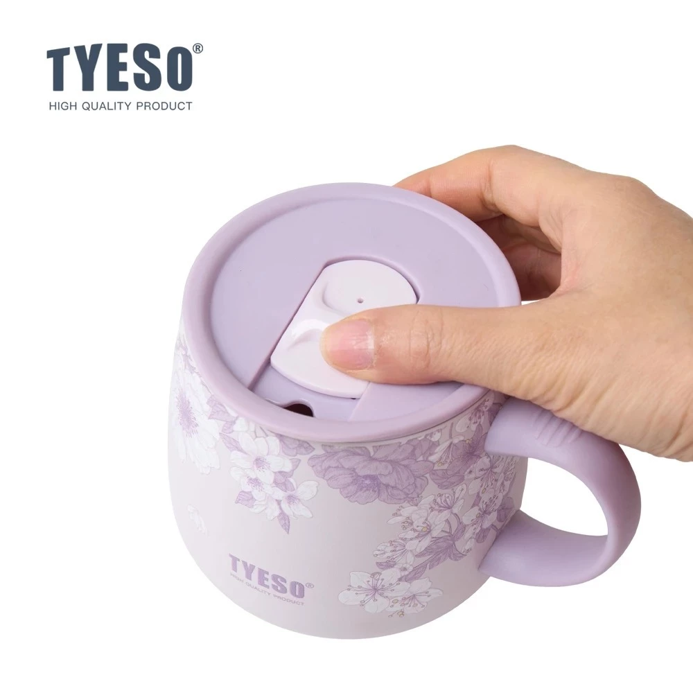 TYESO Lavender Floral Insulated Tumbler สแตนเลสถ้วยสูญญากาศพร้อมฟาง 24H เย็น 12H ร้อน thumbnail 8