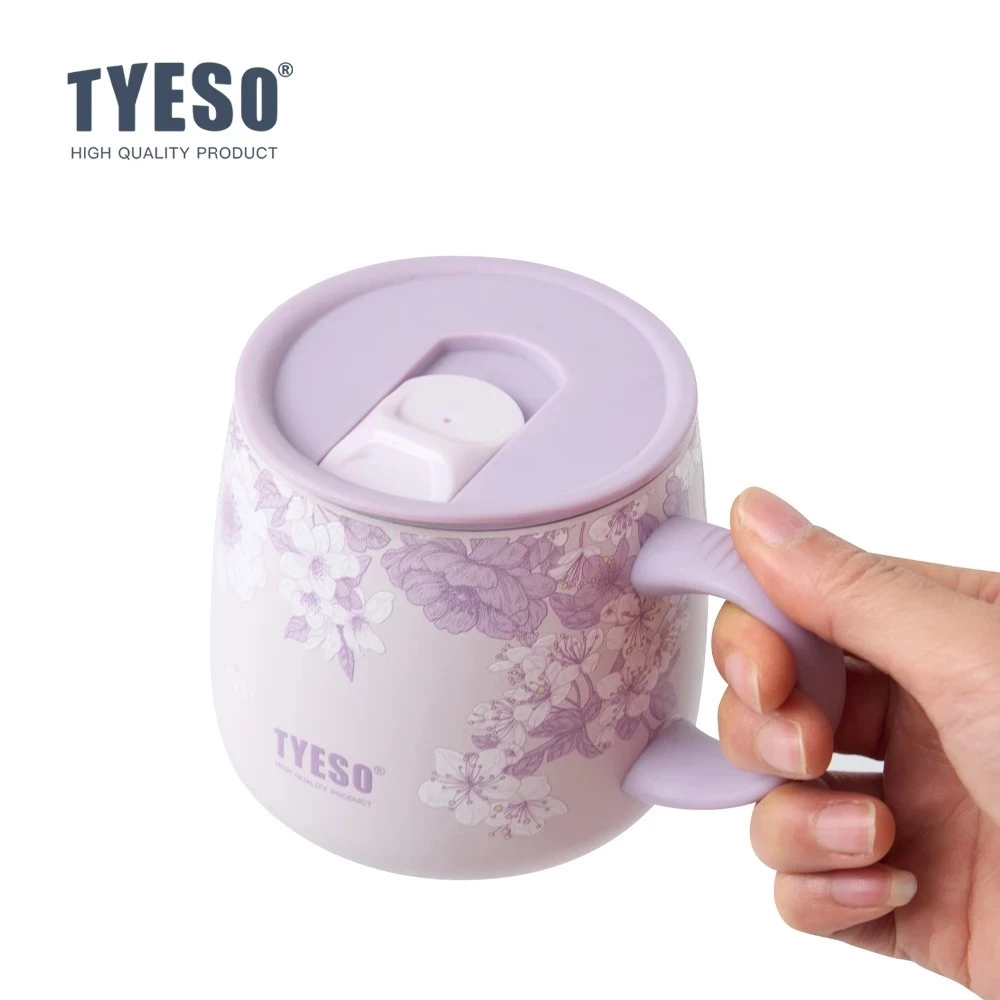 TYESO Lavender Floral Insulated Tumbler สแตนเลสถ้วยสูญญากาศพร้อมฟาง 24H เย็น 12H ร้อน thumbnail 7