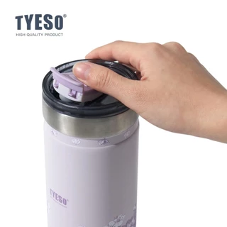 TYESO Lavender Floral Insulated Tumbler สแตนเลสถ้วยสูญญากาศพร้อมฟาง 24H เย็น 12H ร้อน