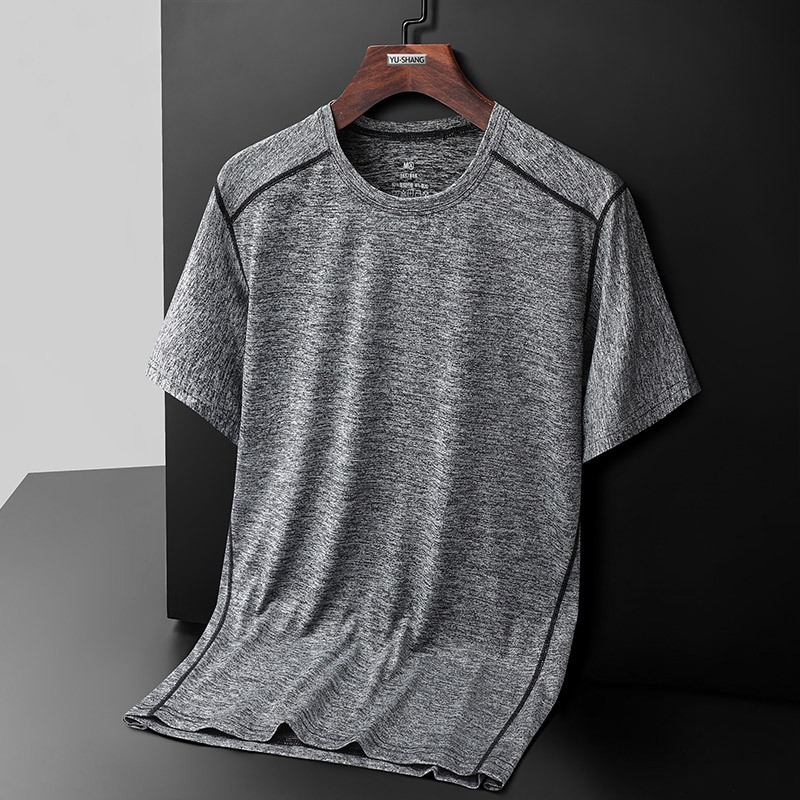 เสื้อยืดผู้ชาย M-8XL ผ้าไหมน้ำแข็ง สไตล์กีฬา ระบายอากาศได้ดี
