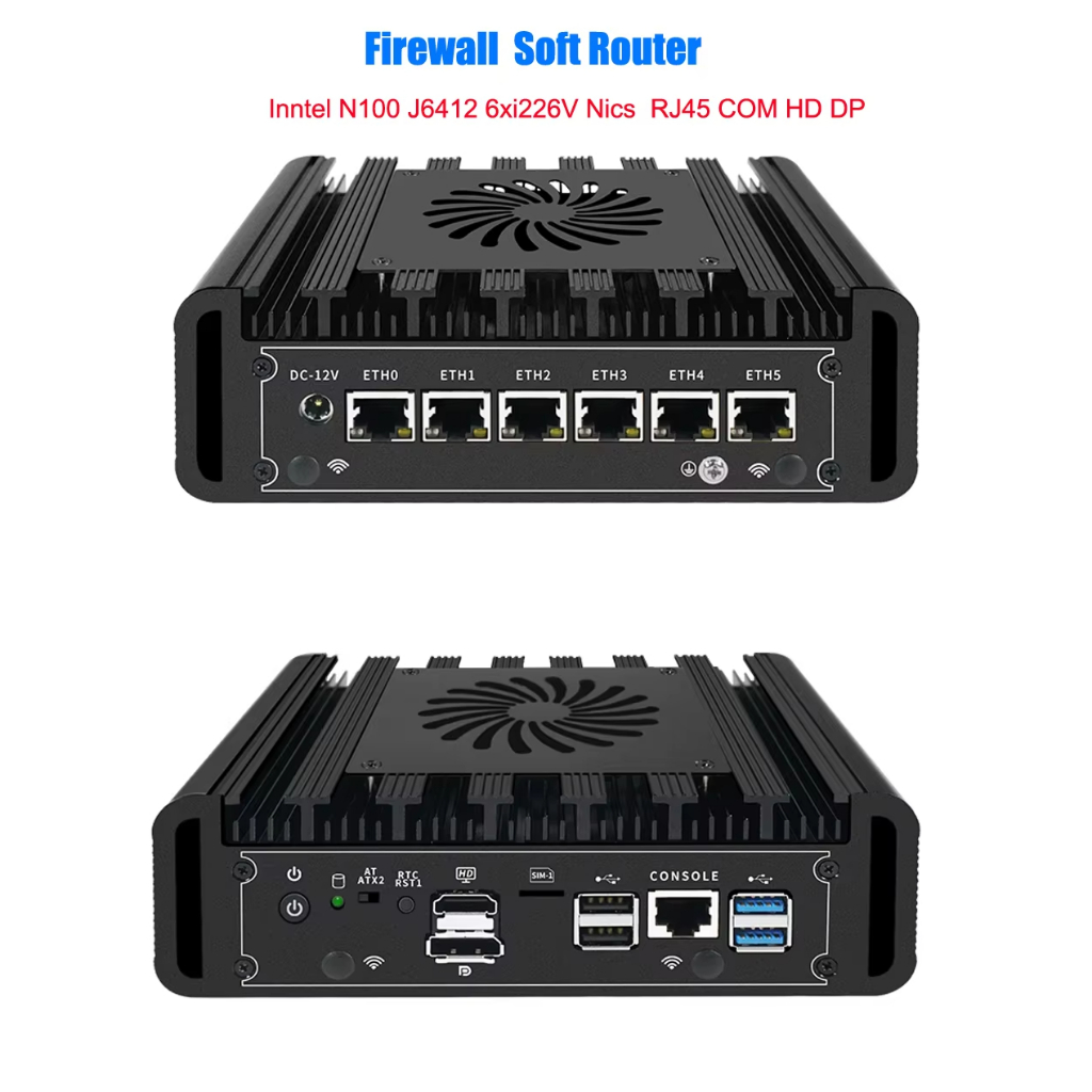 6*LAN i226V Intel N100 Firewall Soft Router 2.5GbE Mini PC 12th Gen DDR4 1*HDMI 1XDP AES-Ni ESXI เคร