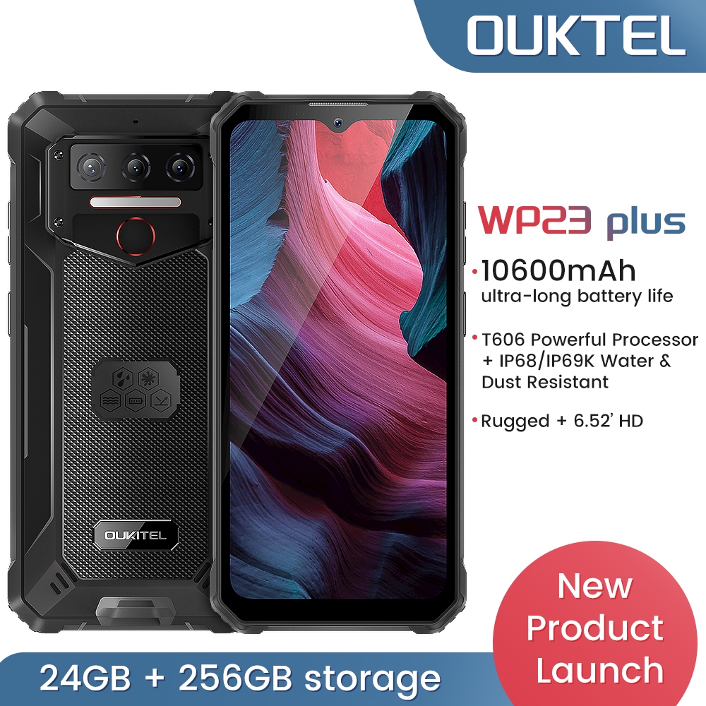 ร้านค้าอย่างเป็นทางการOUKITEL WP23 PLUS 8GB+256GB 10600mAh แบตเตอรี่ขนาดใหญ่มือถือ 6.52 HD หน้าจอ 13