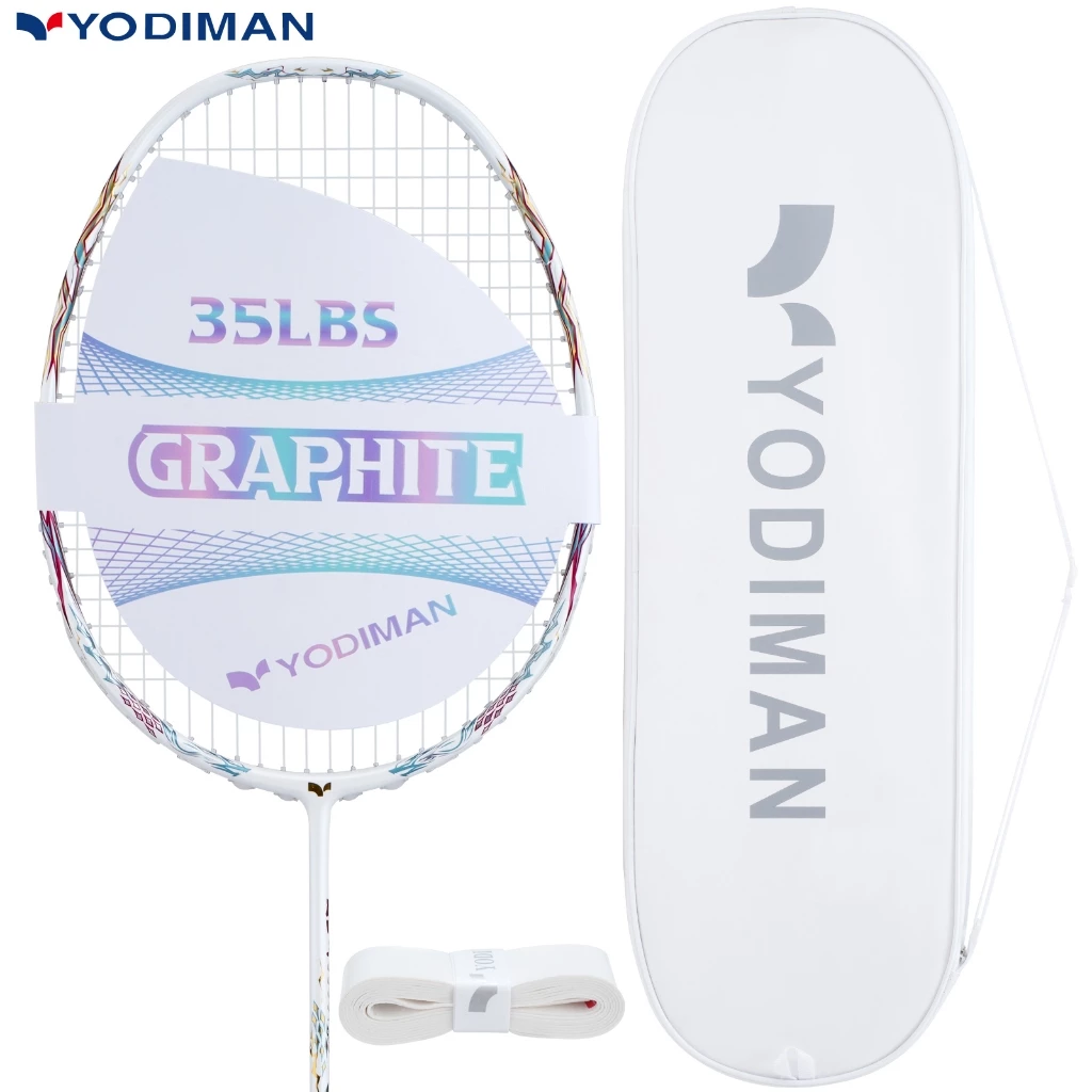 YODIMAN ของแท้ ไม้แบดมินตันระดับมืออาชีพ - คาร์บอนไฟเบอร์กราไฟต์เต็มรูปแบบ - แร็กเก็ตเดี่ยวน้ำหนักเบาพิเศษ - รุ่นรุก - เพื่อประสิทธิภาพที่เหนือกว่า - พร้อมกระเป๋าและแถมพันด้าม