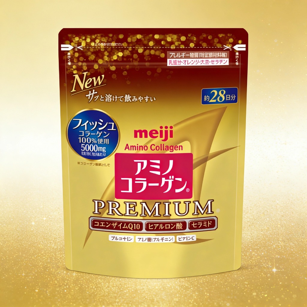 Meiji Premium Amino Collagen Powder Beauty Food Refill 196g 28Days-Ejen pembelian global