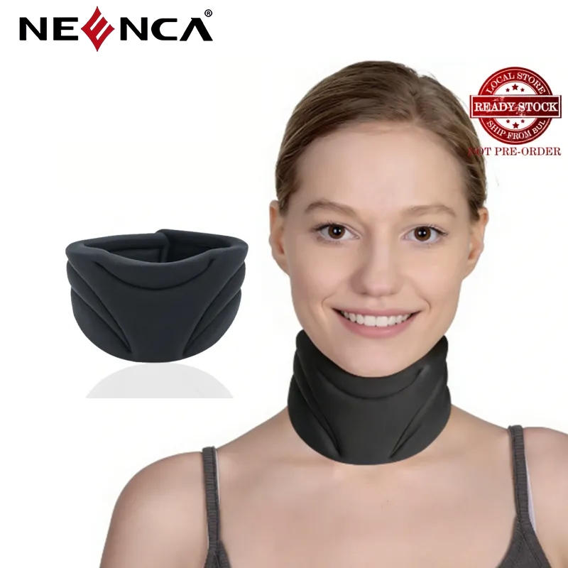 NEENCA เฝือกคอสีดำสำหรับการนอนหลับ | ปลอกคอรองรับคอ | บรรเทาอาการปวดคอและช่วยให้กระดูกสันหลังคงที่ | จัดกระดูกสันคอให้ตรงและลดแรงกด