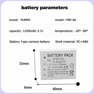 PUMPD FNP-40 CGA-S004E แบตเตอรี่สําหรับ Fujifilm J50 V10 F810 F700 F710 F610 F650