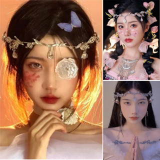 (จัดส่งในพื้นที่) ที่คาดผมใบไม้หยดน้ำ สไตล์เทพนิยาย สวยหรูหร…