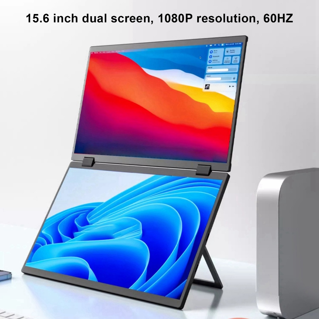 แล็ปท็อปหน้าจอคู่ Extender 60Hz Refresh 16:9 FHD 15.6 นิ้ว 1080P IPS USB C แล็ปท็อปหน้าจอภายนอก 360°