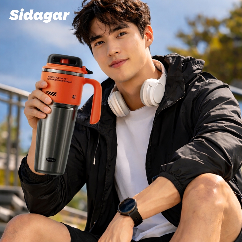 Sidagar Sports Water Cup 1000ML แก้วเก็บความเย็น ความจุขนาดใหญ่ เคลือบเซรามิค 316 สแตนเลส แก้วน้ํา นอกบ้าน ถ้วยน้ํากลางแจ้ง Water Bottle