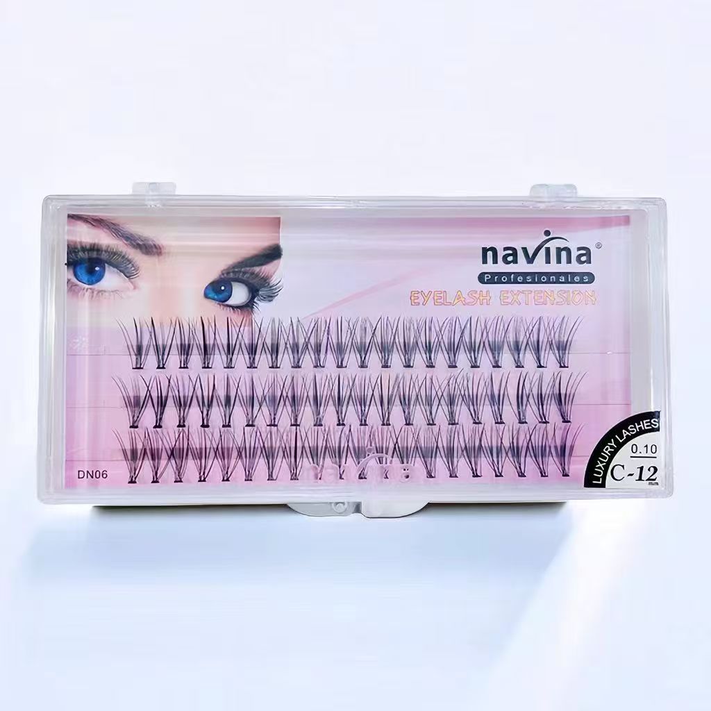 Navina 3D Volume Faux Eyelashes 60Bundles Natural Mink Eyelash Extension แต่ละ 10D Cluster Lashes