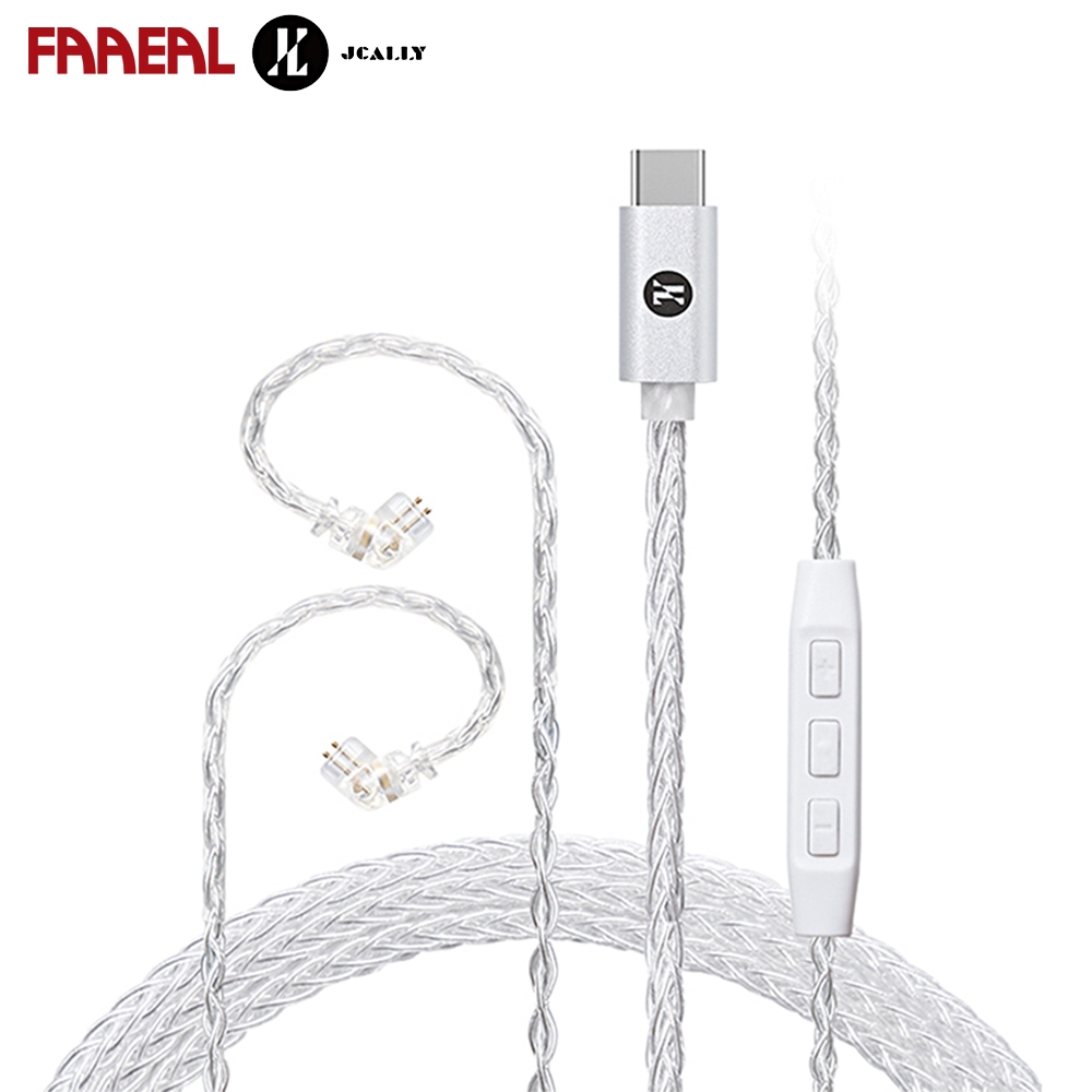 FAAEAL JCALLY TC30 PRO ชุดหูฟังสาย Type-C ชิป DAC ในตัวเสียงไฮไฟ 8 Core OFC Silver Plated หูฟังอัพเก