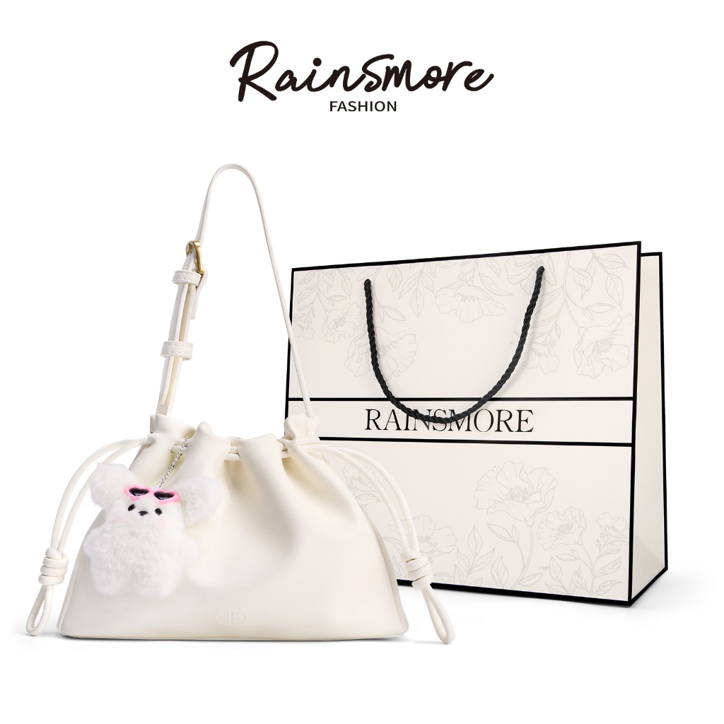 RAINSMORE กระเป๋าสะพายข้าง/สะพายไหล่ผู้หญิง วัสดุ PU ทนทาน ดีไซน์เรียบง่าย เข้ากับทุกลุค ความจุใหญ่ สีดำ/น้ำตาล/ขาว สำหรับวันทำงาน/ออกเดท