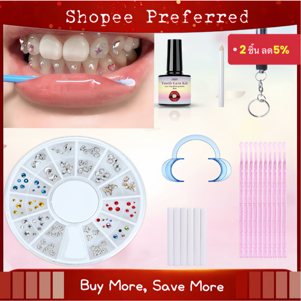 ฟันเพชร Set เครื่องประดับฟัน | Halloween Christmas Valentine Tooth Gems - เหมาะถ่ายรูป Photo-Ready