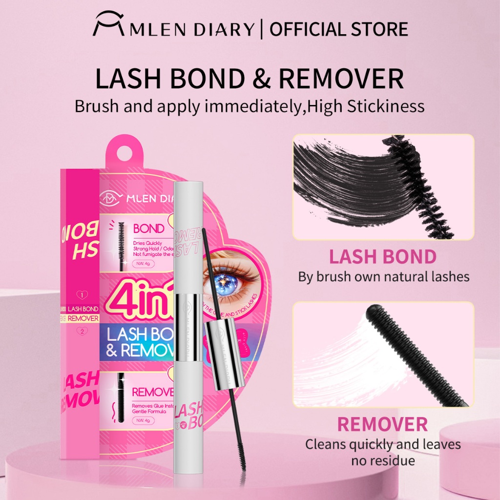 Mlen Diary Lash bond & remover ติดทนนาน แห้งเร็ว กันน้ำ กาวขนตา 2-in-1 กาวขนตาปลอม