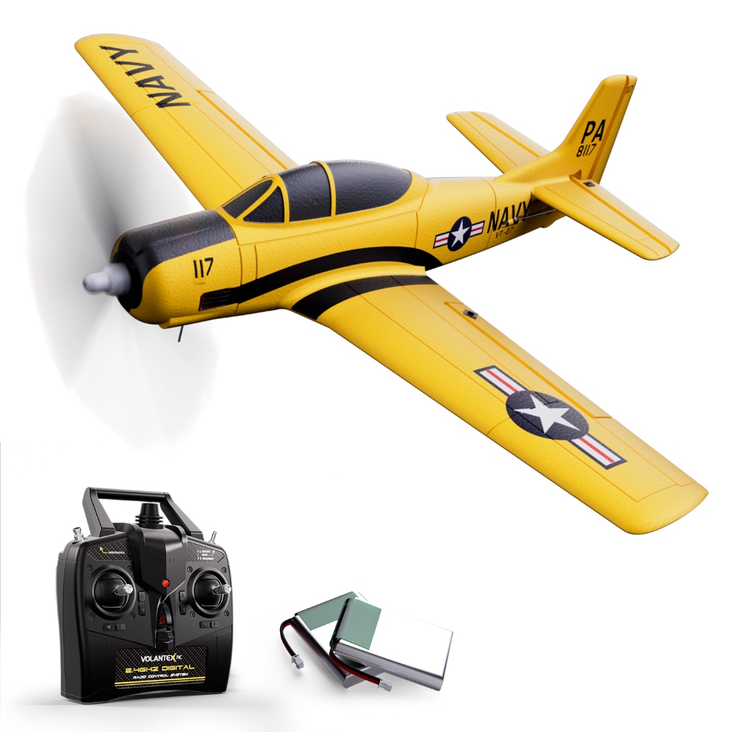 VOLANTEXRC RC เครื่องบินควบคุม 2.4 Ghz 4CH Aileron T28 Trojan 400mm Wingspan ปีกคงที่ EPP โฟม RC เครื่องบิน One Key Aerobatic 761-9NP RTF