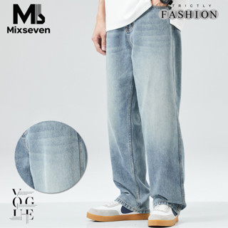 MISXEVEN กางเกงยีนส์ขากระบอกผู้ชาย ทรงหลวม วินเทจ ขนาดใหญ่ แ…