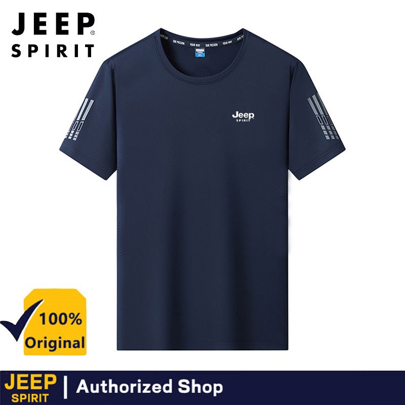 JEEP SPIRIT เสื้อยืดกีฬาผ้าไหมน้ําแข็งคู่ฤดูร้อน