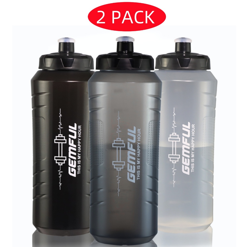 GEMFUL 1L ขวดน้ํากีฬา 2 แพ็คบีบ Leakproof BPA-Free ขวดน้ําดื่มสําหรับวิ่งขี่จักรยาน