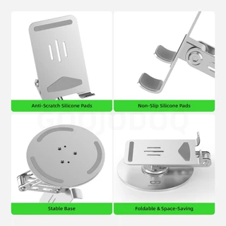 GOOJODOQ 360°ที่วางโทรศัพท์แบบหมุนได้หมุนแผ่นซิลิโคนฐานหิน-แข็ง
