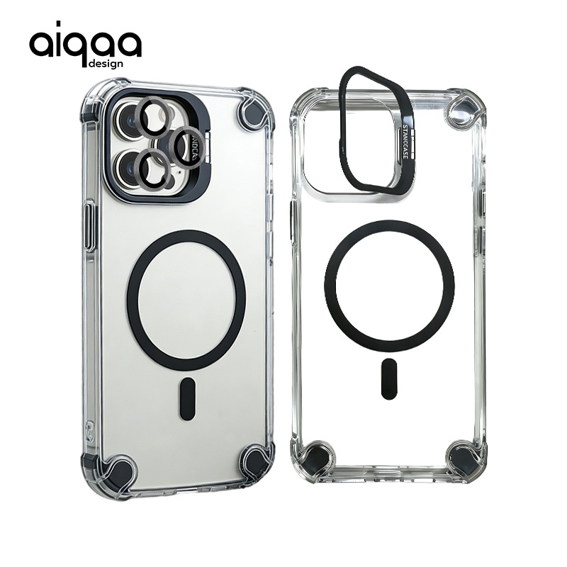 AiqaaสําหรับiPhone 17 17Air 16 16e 15 14 13 12 11 Pro/Max/Plus,พร้อมขาตั้งเลนส์,การป้องกันการตกกระแทกทางทหาร,ป้องกันสีเหลืองและรอยขีดข่วน,การป้องกันเลนส์รวม