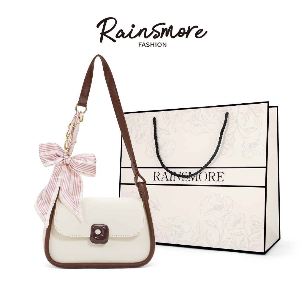 RAINSMORE-Fashion Fashion All-Match Cross-Body Bag Shoulder Small Square Bag Ladies Cross-Body Bag Small Square Bag Bow Shoulder Strap Design