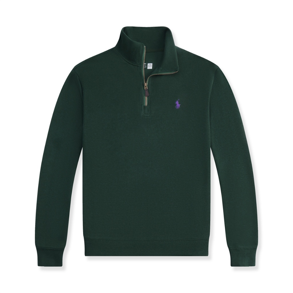 Ribbed Sweatshirt Mens Half Zipper Sweatshirt Spring Business Casual Stand Collar Embroider