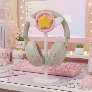 ขาตั้งหูฟัง เด็กผู้หญิง สีชมพู ที่แขวนหูฟัง ห้องเล่นเกม ที่เก็บของ คอมพิวเตอร์ ที่เก็บของตั้งโต๊ะ