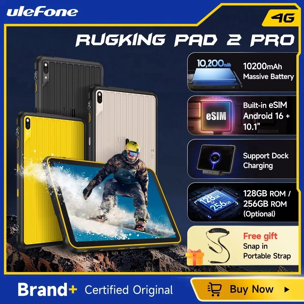 ร้านค้าอย่างเป็นทางการUlefone RugKing Pad 2 Pro แท็บเล็ตที่ทนทาน 10200mAh 10.1 "สูงสุด 8GB + 256GB A