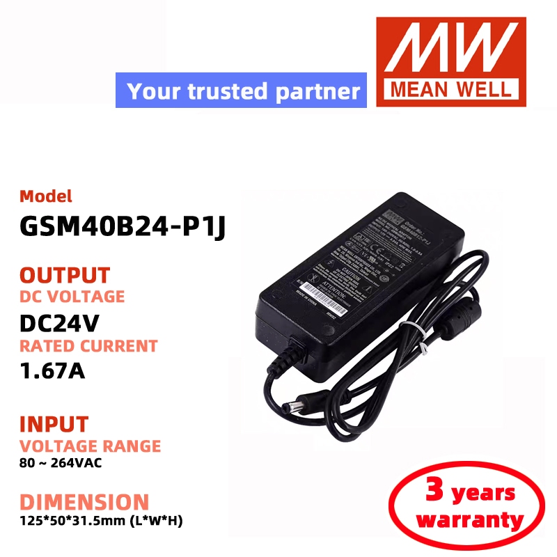 MEAN WELL GSM40B12-P1J GSM40B24-P1J GSM40B05-P1J 48V 9V ทางการแพทย์ power adapter MeanWell Switching