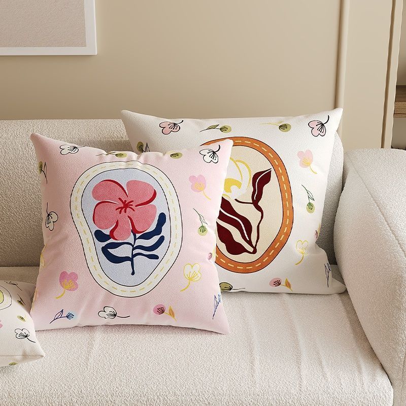ปลอกหมอนดอกไม้สองด้าน70×70.65×65.55×55.50×50.ตกแต่งบ้านโซฟาผ้าปูที่นอนปลอกหมอน.