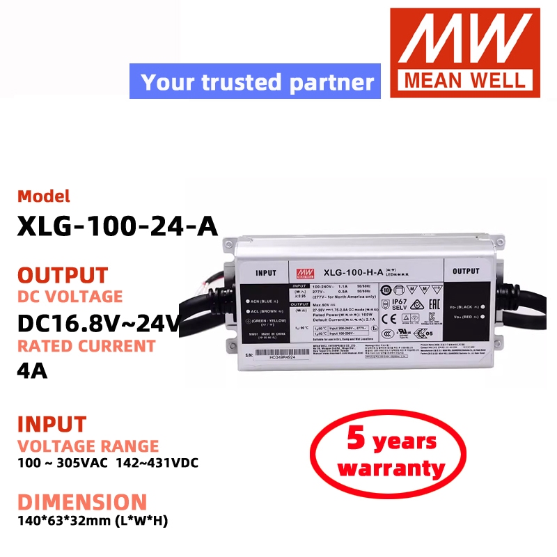 MEAN WELL XLG-100-12-A XLG-100-24-A XLG-100-LA XLG-100-HA LED ไดร์เวอร์แหล่งจ่ายไฟ MEAN WELL Switchi