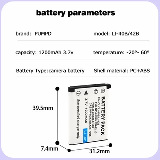 PUMPD Li40B LI42B สําหรับ Olympus U750 1050 FE5020 150 160 FE190 290 FE280 230 240 250 320 300 charger