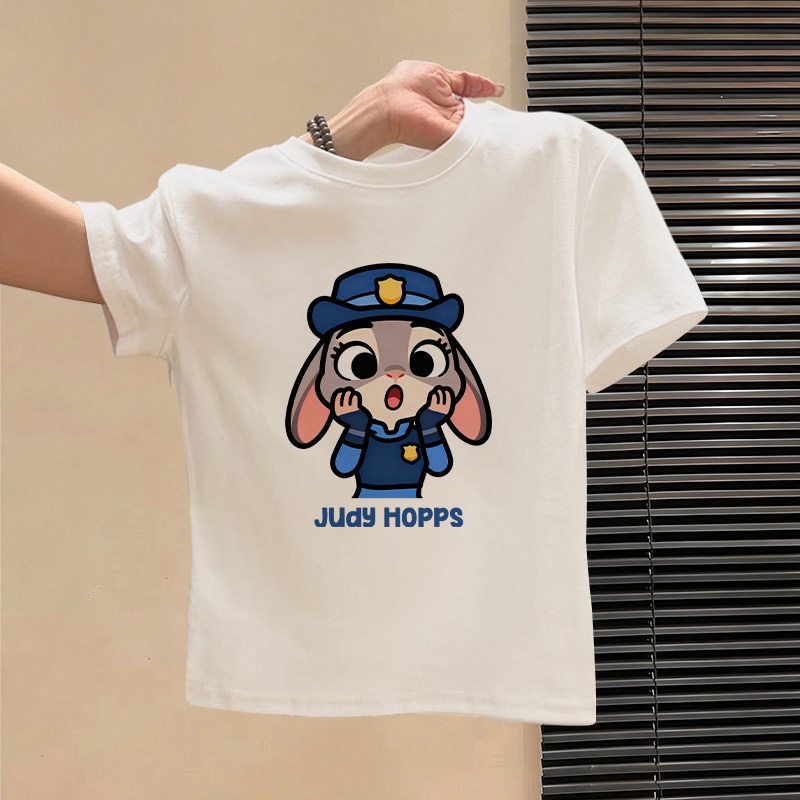 【จัดส่งในวันเดียวกัน】เสื้อยืดแขนสั้นสีฟ้าอ่อนสำหรับเด็ก NASA ผ้าคอตตอนระบายอากาศได้ดี ลายจูดีให้บรรยากาศ ทรงหลวม สไตล์ไทย สำหรับอายุ 3-16 ปี
