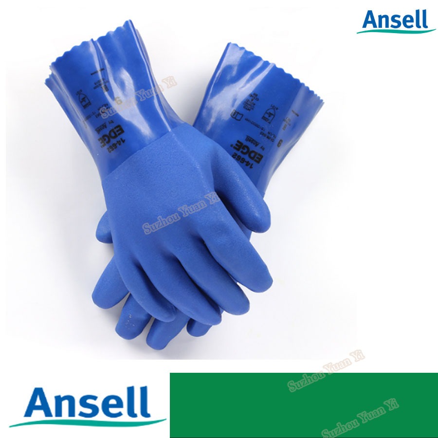 ANSELL 14-662 ถุงมือ Ansell Edge 14-662 ถุงมือเคลือบ PVC กันน้ํามัน