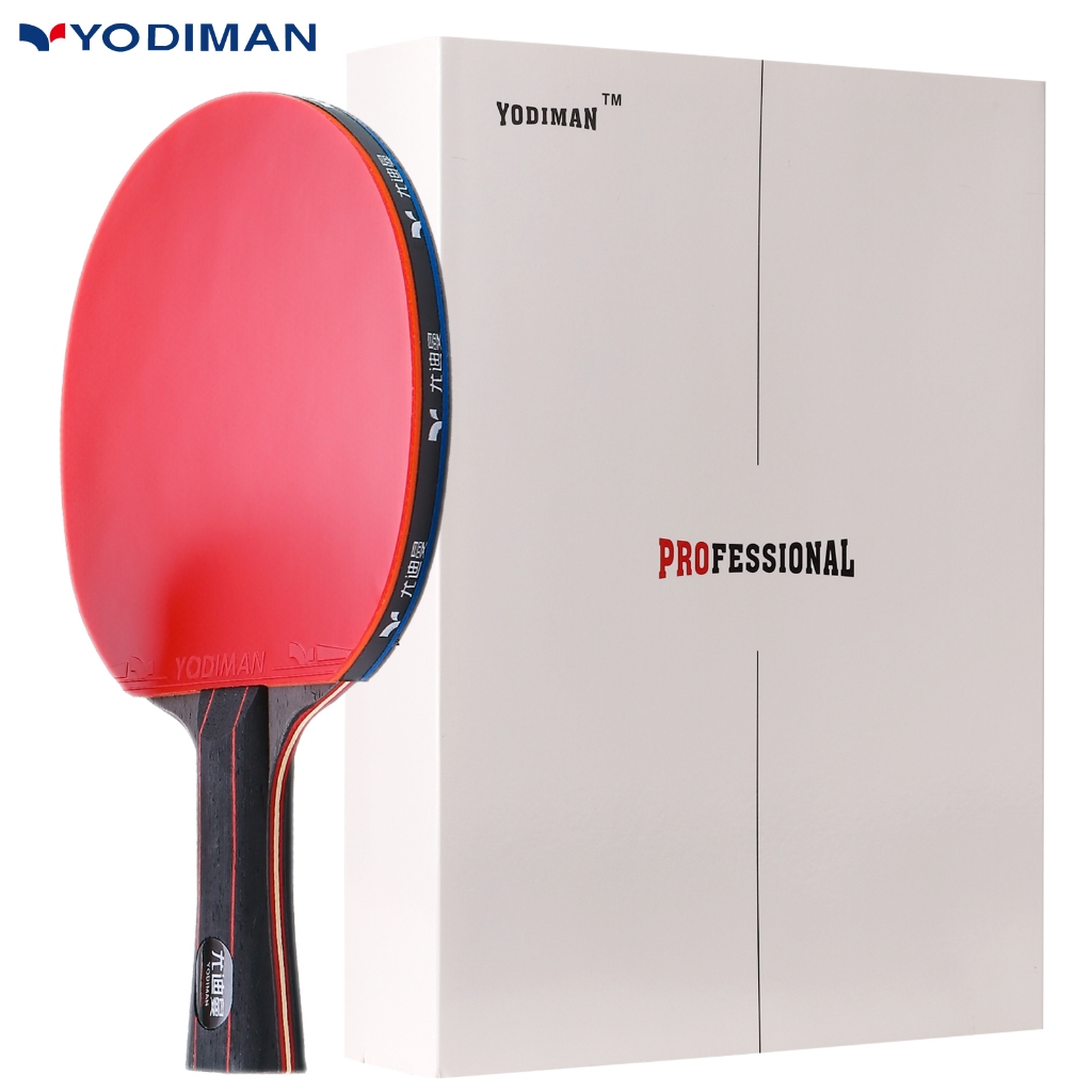 YODIMAN ไม้ปิงปองมืออาชีพดั้งเดิม-ของแท้ใบมีดคาร์บอนไฟเบอร์7ชั้น-ฟองน้ำขนาด2มม. ที่นิยมและแผ่นยางทำให้มีจุดที่หวานกว่า-ไม้ตีปิงปองที่จับยาว
