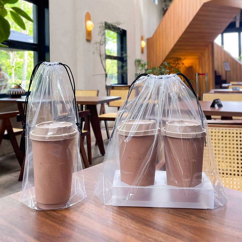 ถุงบรรจุชานม Frosted Drawstring Bag ถุงเครื่องดื่ม ถุงกาแฟ เหมาะสำหรับร้านกาแฟชานม