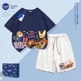 【จัดส่งภายในวันเดียวกัน】ชุดเสื้อยืดผ้าคอตตอนทรงหลวม NASA ลาย…