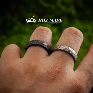 แหวนหน้ายูนิกดีไซน์ Nordic Diamond ประทับรูnehn Viking ทำจากสแตนเลสวงเล็ก HMR109