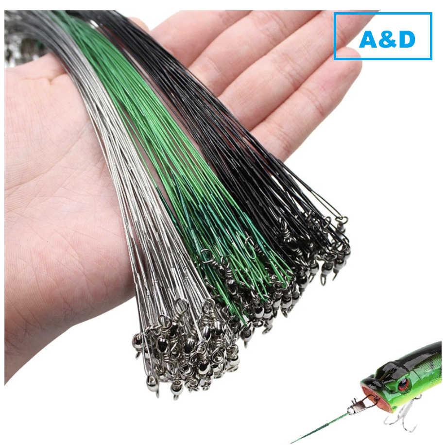 A&D สายเบ็ดตกปลา ลวดเหล็ก ป้องกันการกัด 15 ซม.-30 ซม. 1 ชิ้น ต่อล็อต