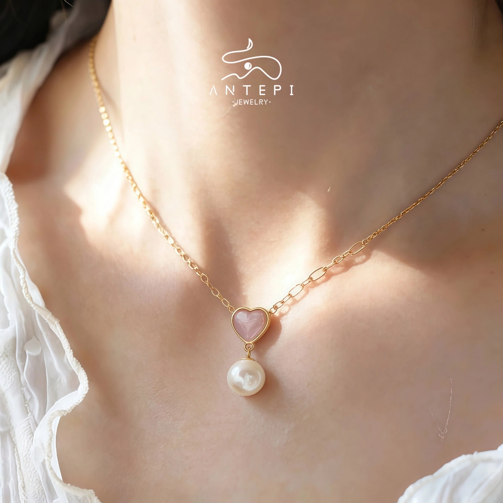 ATP สร้อยคอหัวใจรักแม่ไข่มุก 18k · สร้อยคอหรูหรากันน้ําไม่ซีดจาง