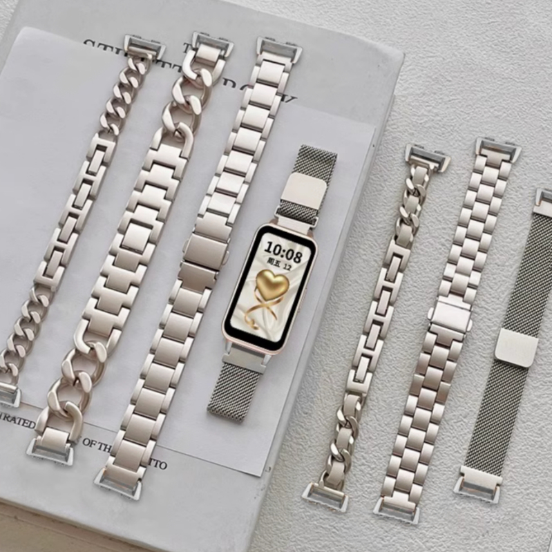 Starlight Metal Strap Compatible For Huawei band 11 สาย Metal สาย huawei band 11 pro Strap สาย Huawei band 10 Strap สาย Huawei Band 9 Strap Huawei Band 6 สาย Huawei band 7 Loop For Huawei Band 10 สาย Metal สาย Huawei Band 8 Strap huawei band 11 pro สาย